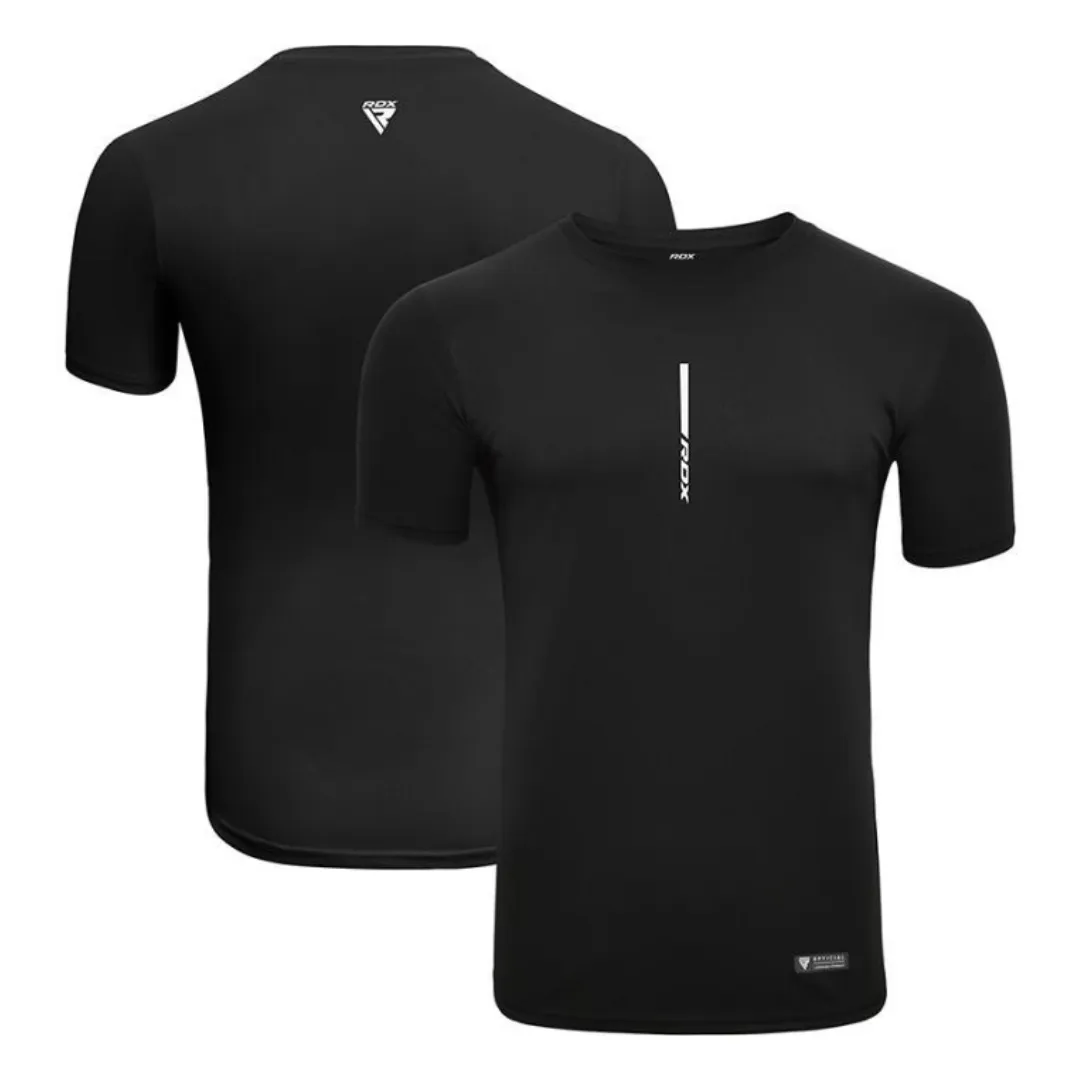 RDX T2 BLACK SHORT SLEEVES SWEAT-WICKING GYM DRY-FIT T-SHIRT