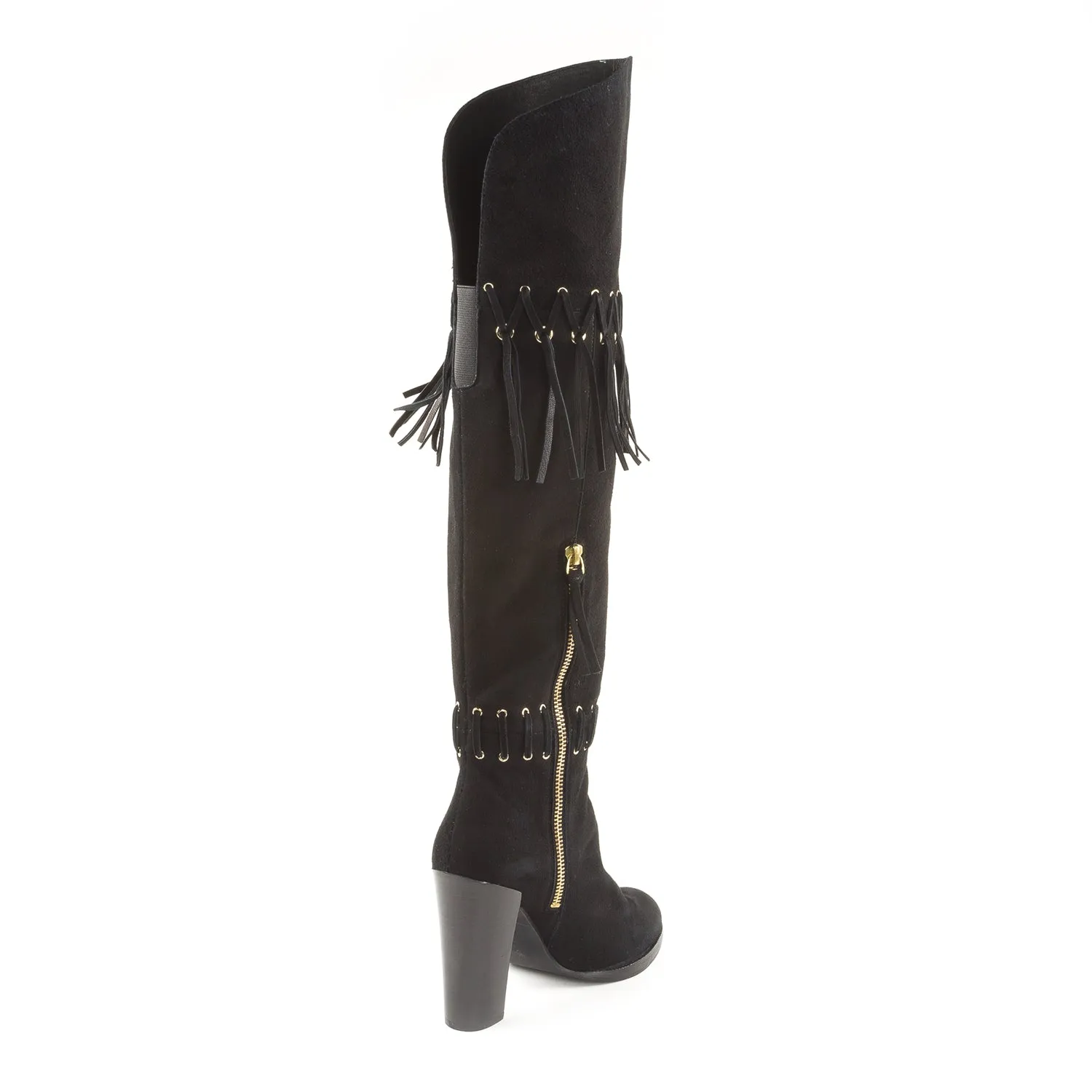 REBECCA MINKOFF Women's Bardot Black Suede OTK Boots $525 NIB