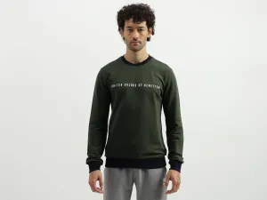 Regular Fit Round Neck Contrast Rib Branded Sweatshirt