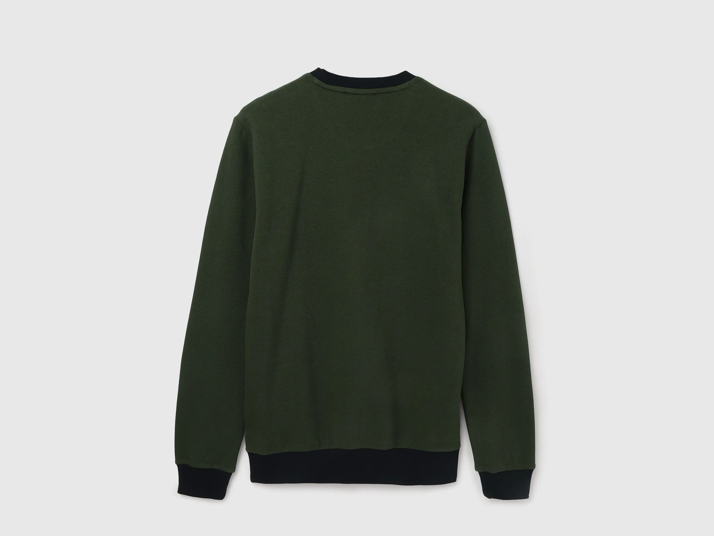 Regular Fit Round Neck Contrast Rib Branded Sweatshirt