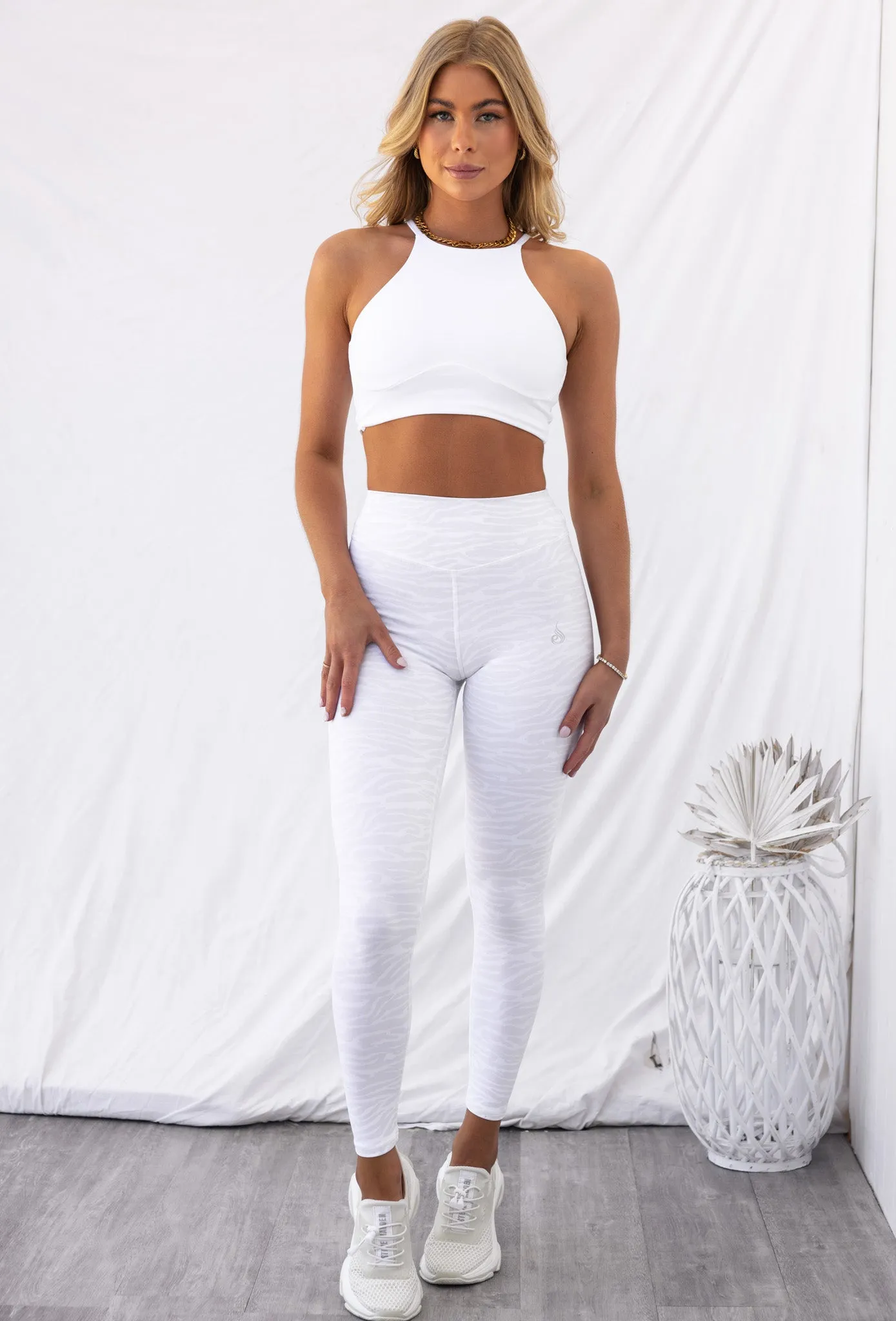 Reversible Sports Crop - White Zebra