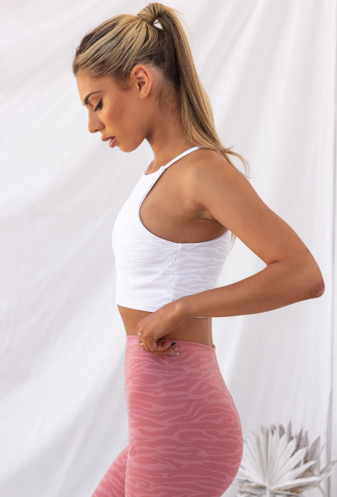 Reversible Sports Crop - White Zebra