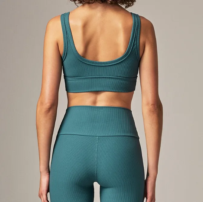Running Bare Scoop It Up Ribbed Sports Bra - Sage