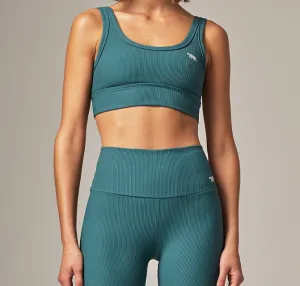 Running Bare Scoop It Up Ribbed Sports Bra - Sage