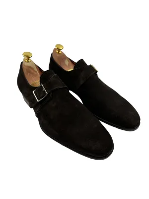 Santoni Dark Brown Suede Single Monk