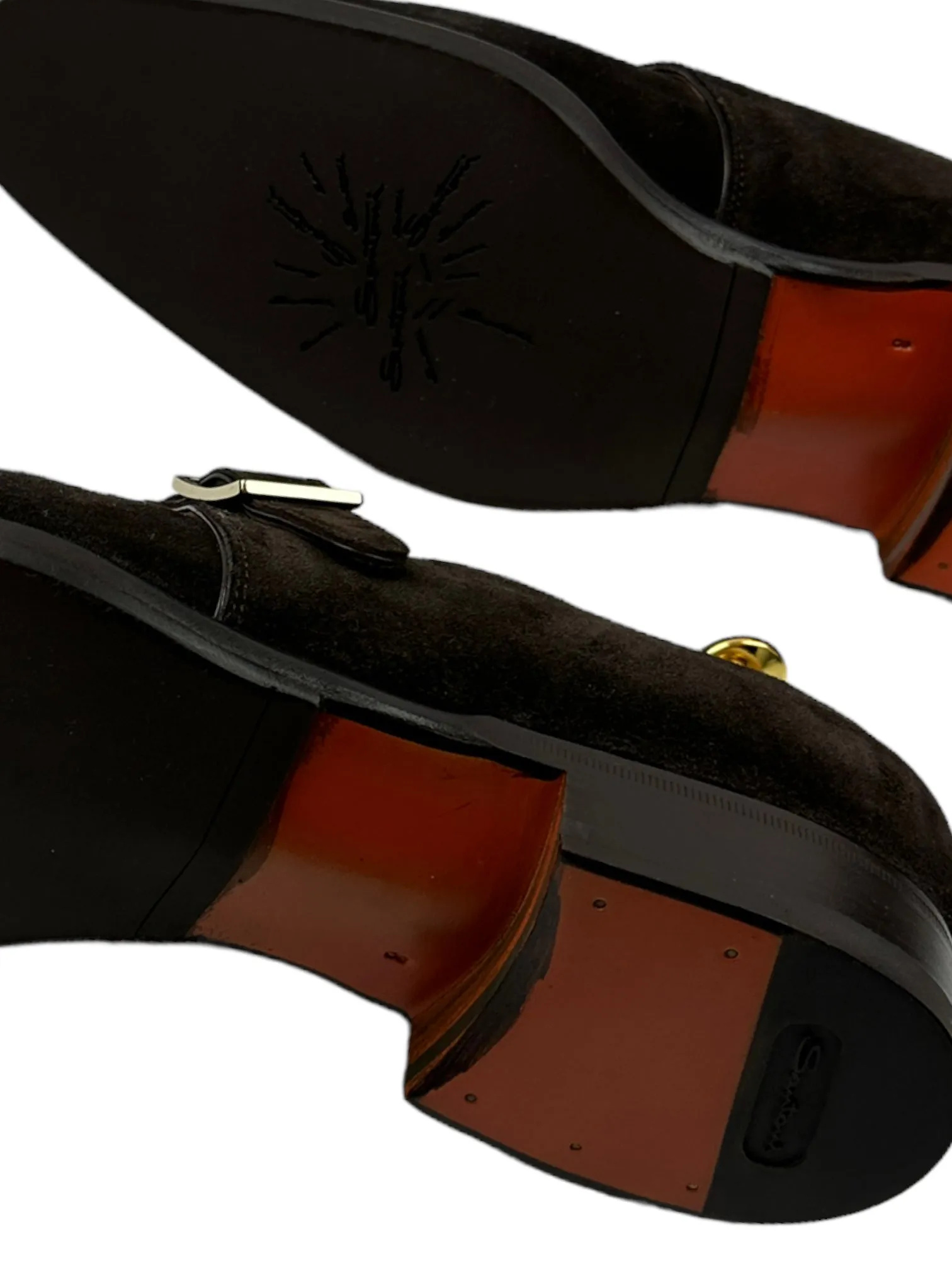 Santoni Dark Brown Suede Single Monk