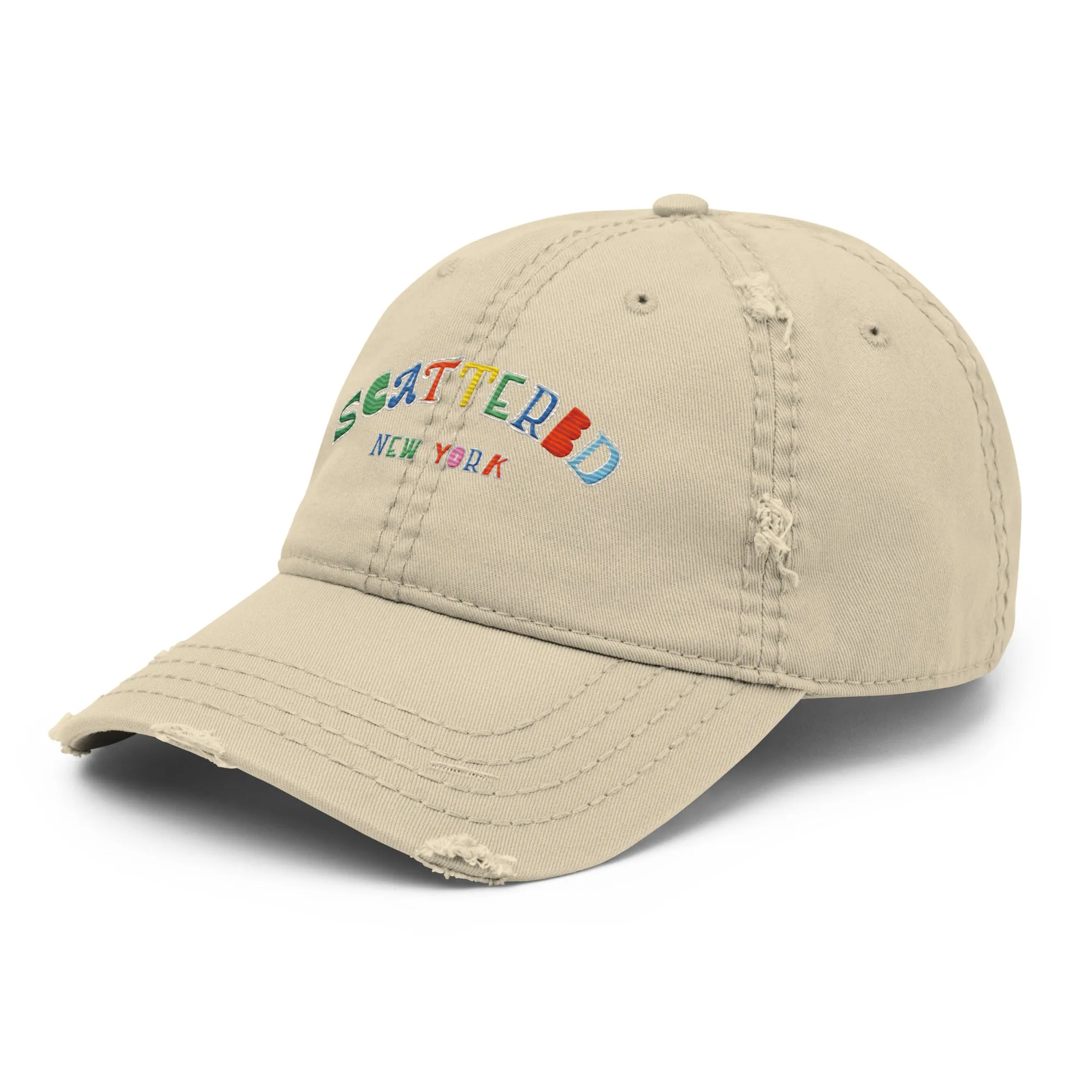 Scattered S/S '25 Logo Embroidered Distressed Dad Hat