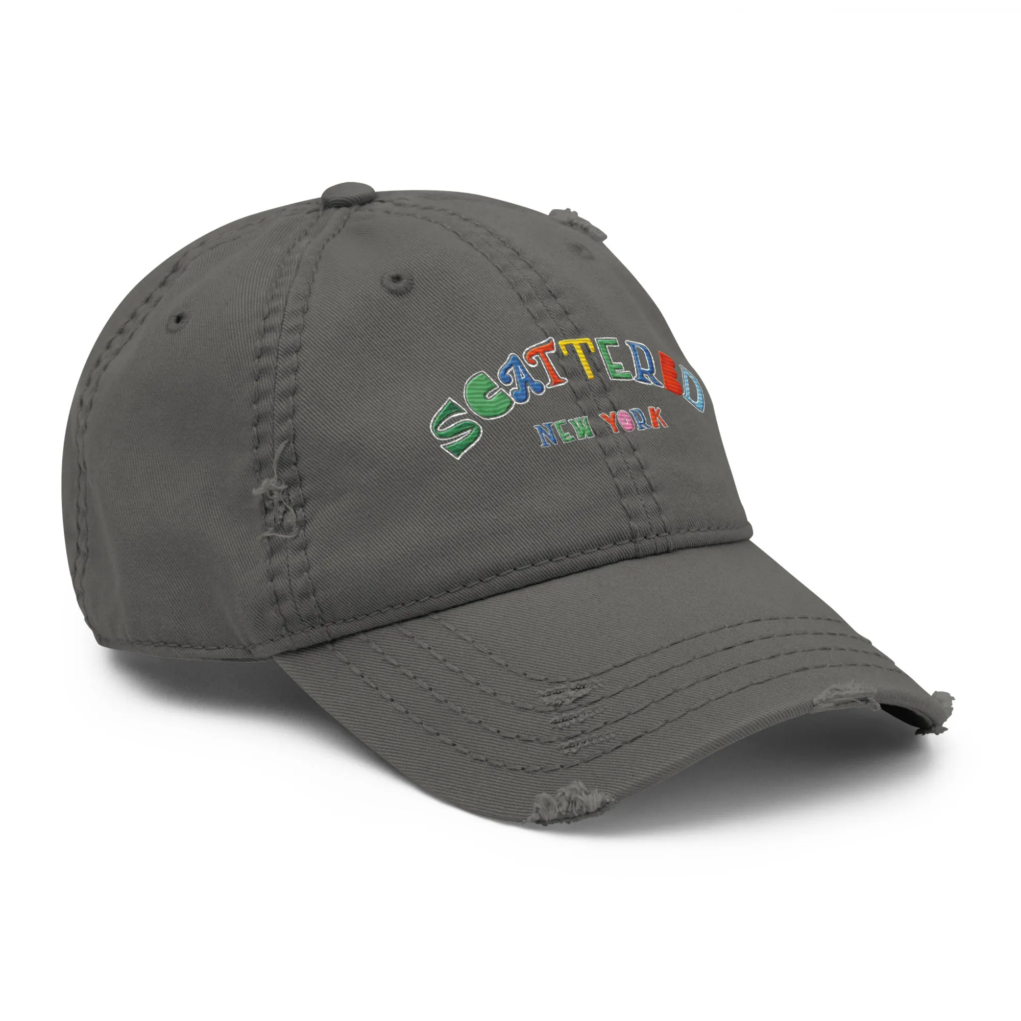 Scattered S/S '25 Logo Embroidered Distressed Dad Hat