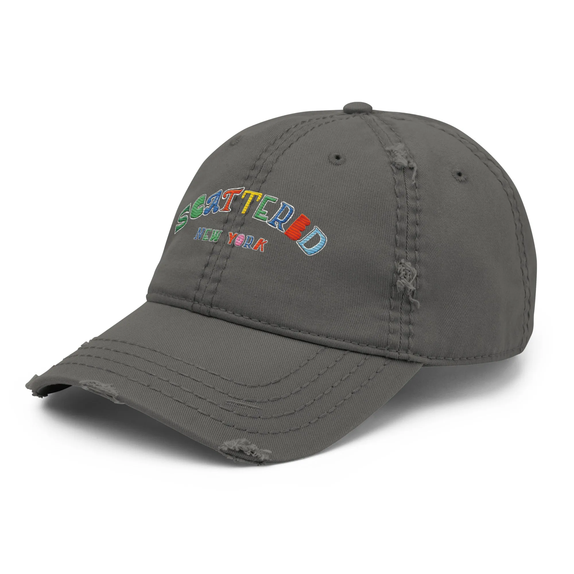 Scattered S/S '25 Logo Embroidered Distressed Dad Hat