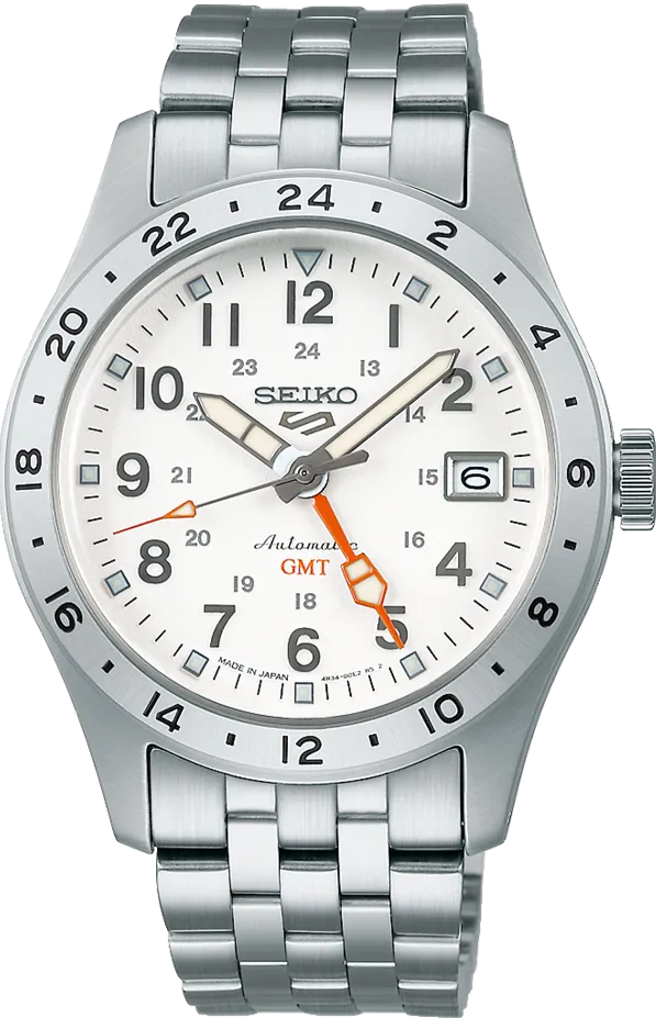 Seiko 5 Sports Automatic GMT Field Sports Style JDM Exclusive White Dial SBSC009
