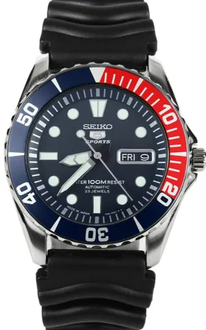 Seiko 5 Sports Mechanical Automatic Scuba Diver Red & Blue Bezel SNZF15J2