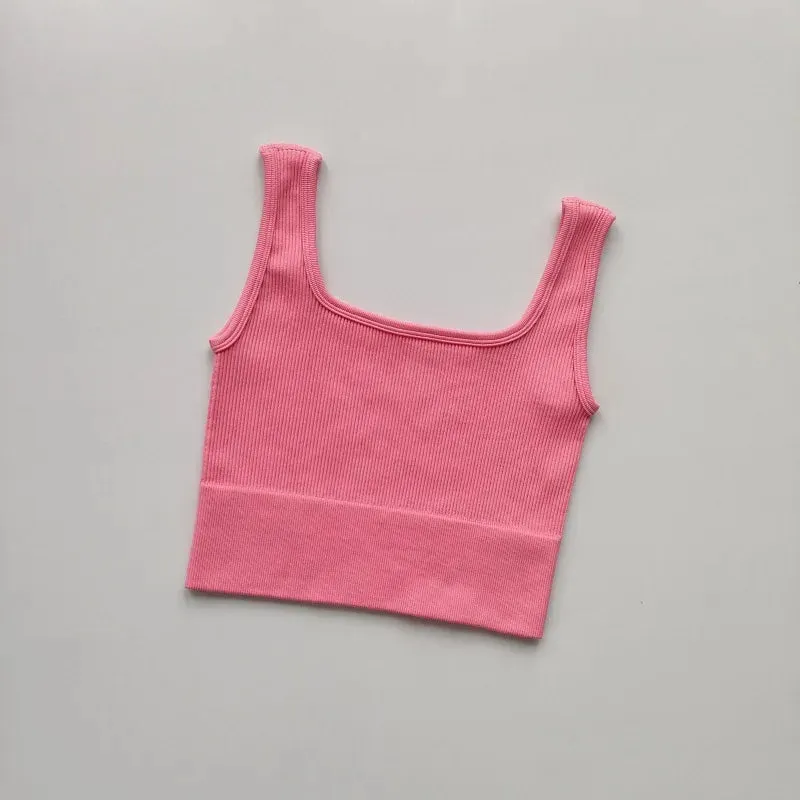 Sexy Women Yoga Gym Sports Vest - Fitness Running Short Vest, Solid Color Knitted Off Shoulder Gym Yoga Top