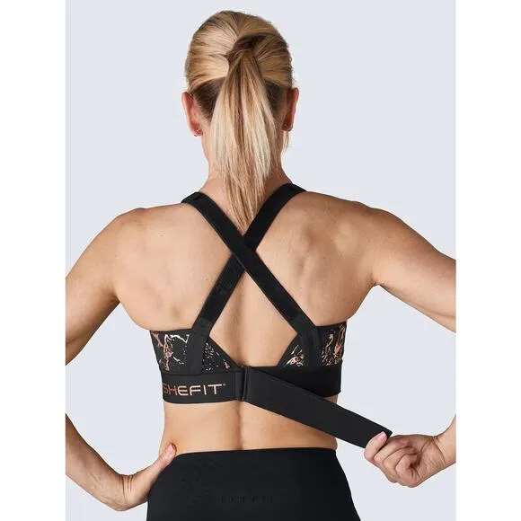 SHEFIT Flex Criss Cross Black Sports Bra Medium Support