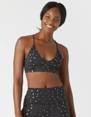 Shine Bralette: Black/Black Triangle Print