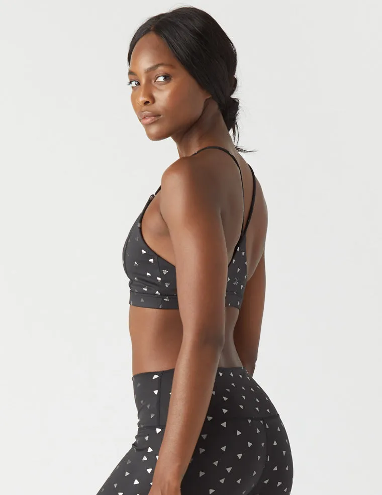 Shine Bralette: Black/Black Triangle Print