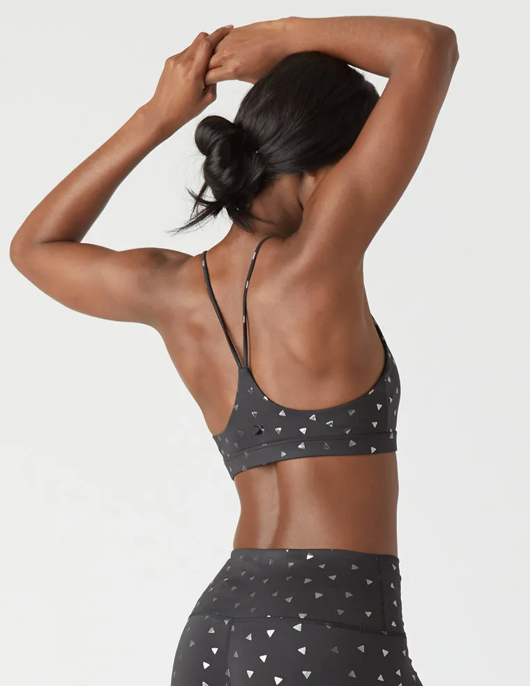 Shine Bralette: Black/Black Triangle Print
