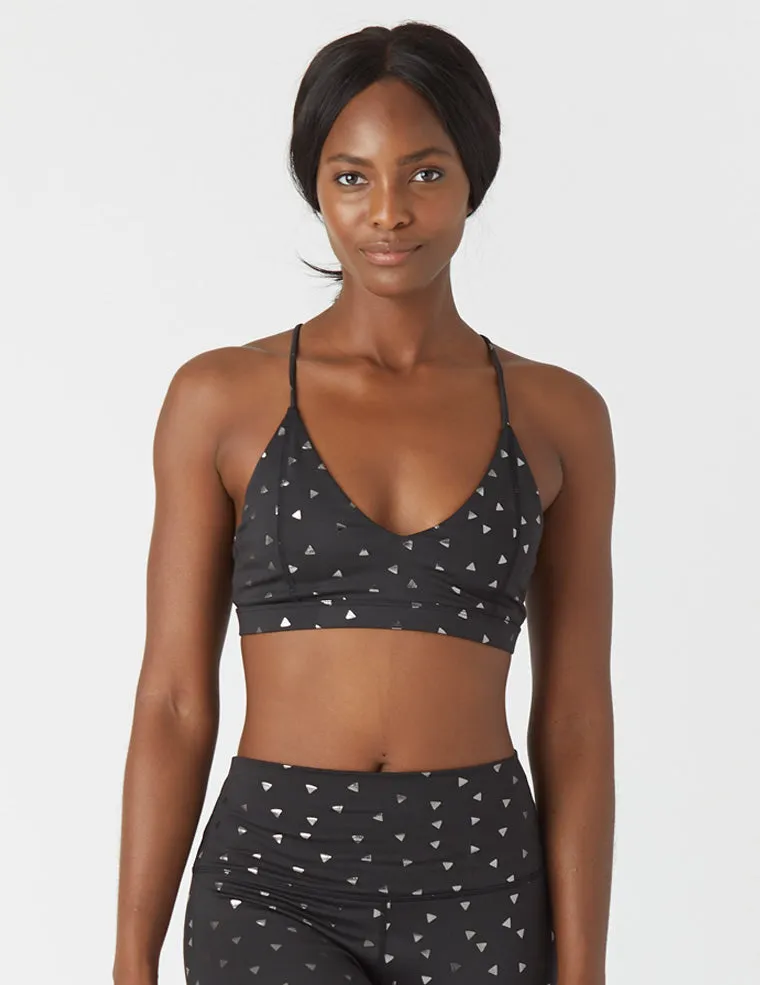 Shine Bralette: Black/Black Triangle Print