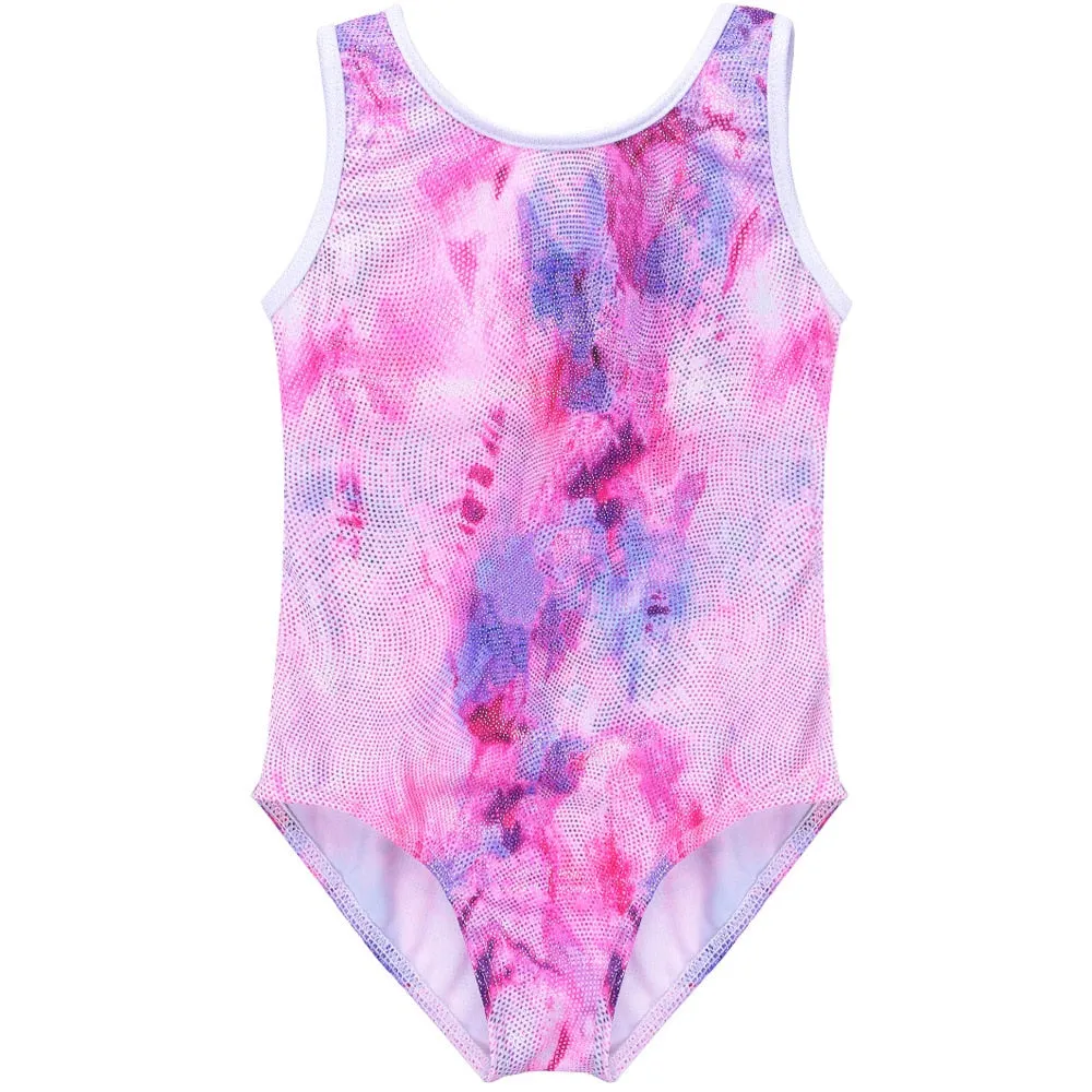 Sleeveless Pink Pattern Gymnastics Leotard