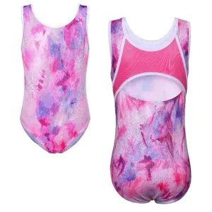 Sleeveless Pink Pattern Gymnastics Leotard