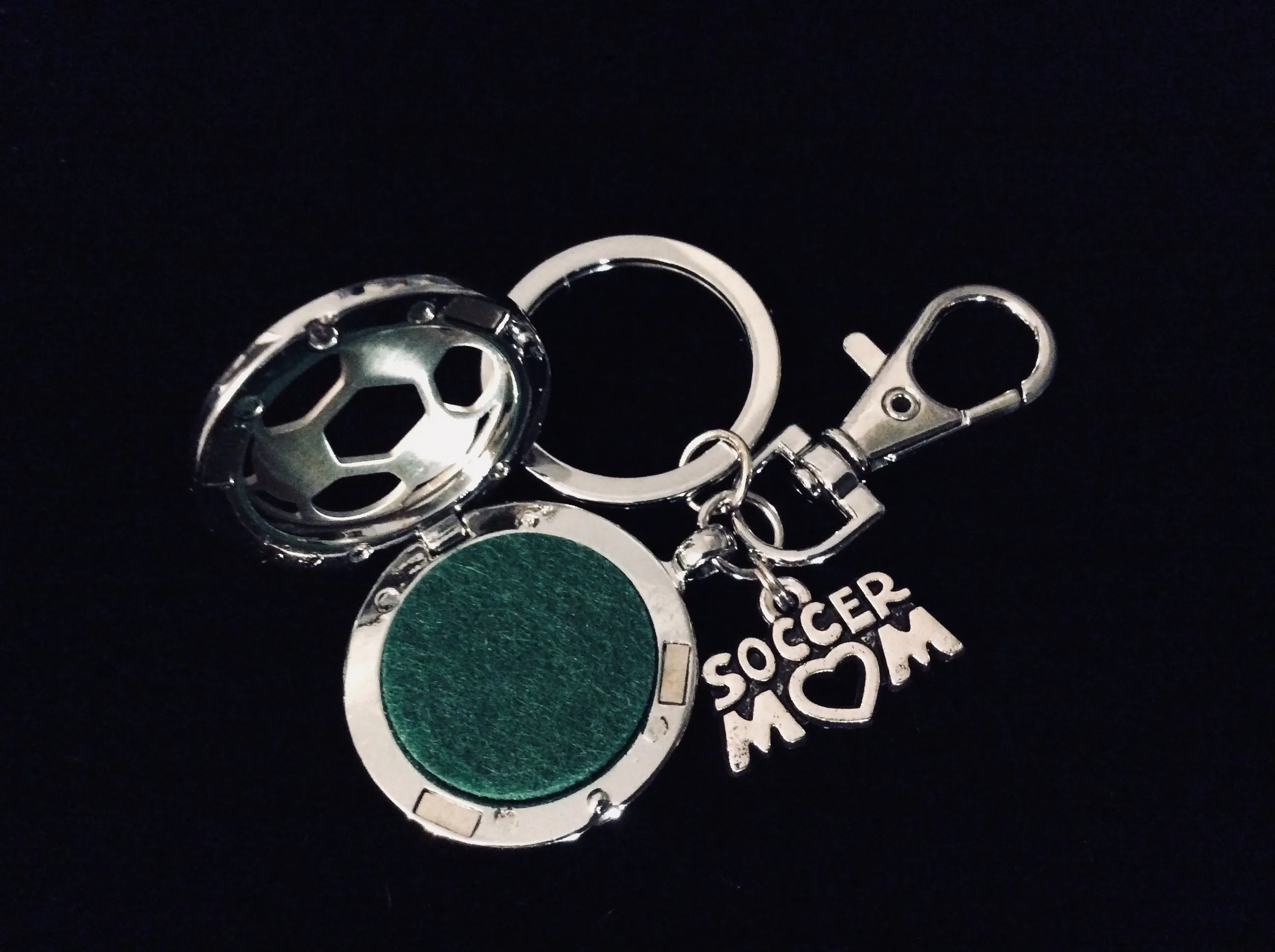 Soccer Mom FOB Aromatherapy Key Chain Silver Key Ring Gift Inspirational Meaningful Lobster Claw Closure