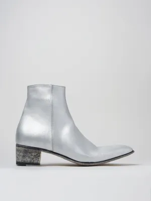 SONNY 40MM ANKLE BOOT IN DISTRESSED SILVER CALFSKIN - Woman