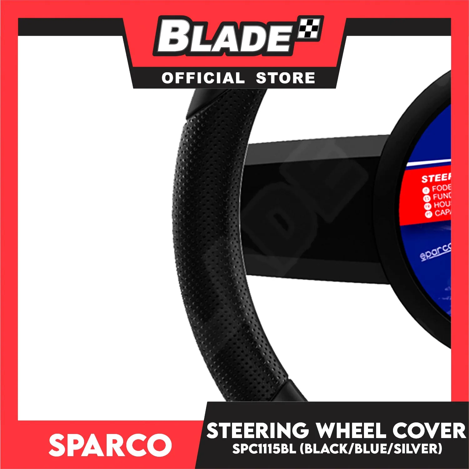 Sparco SPC1115BL Steering Wheel Cover (Black/Blue/Silver) for Toyota, Mitsubishi, Honda, Hyundai, Ford, Nissan, Suzuki, Isuzu, Kia, MG and more