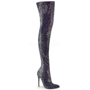 SS-COURTLY-3015 Thigh Boot | Black Glitter