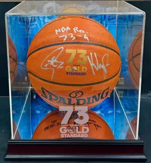 Stephen Curry Thompson Signed 73 Wins Basketball Warriors Auto W/ Case Fanatics