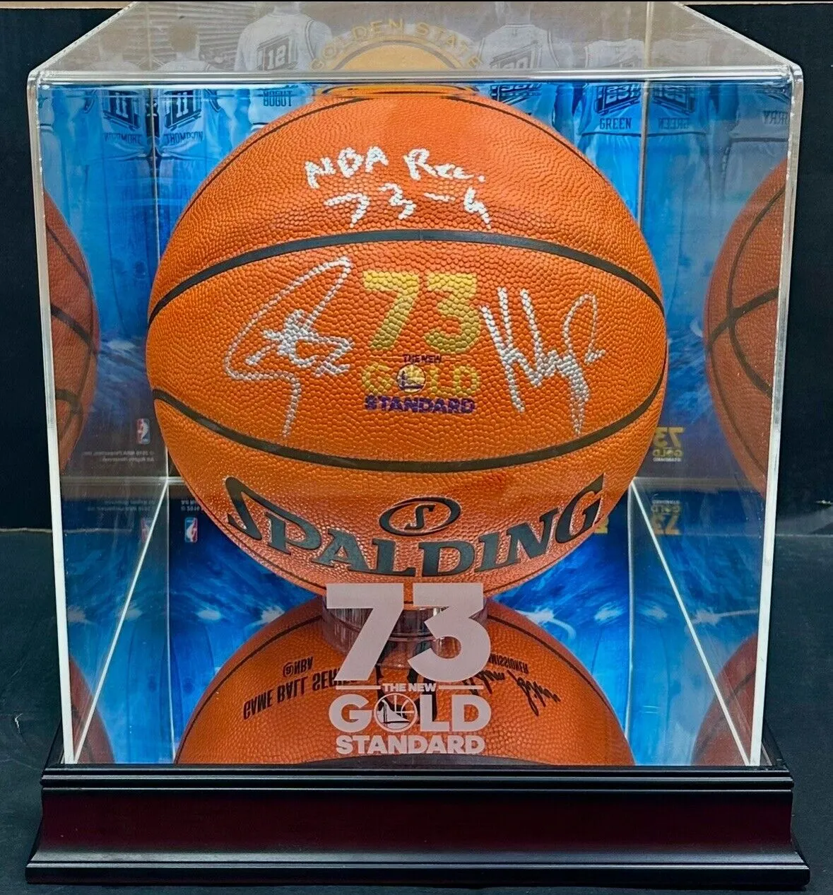 Stephen Curry Thompson Signed 73 Wins Basketball Warriors Auto W/ Case Fanatics