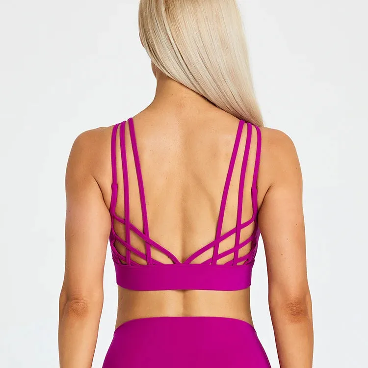 Strappy Wirefree Padded Sports Bra for Women - Medium Support