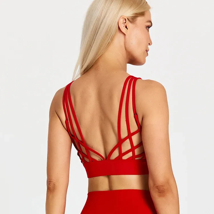 Strappy Wirefree Padded Sports Bra for Women - Medium Support