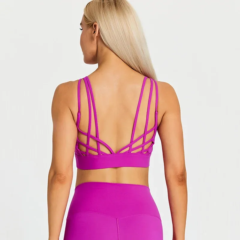 Strappy Wirefree Padded Sports Bra for Women - Medium Support