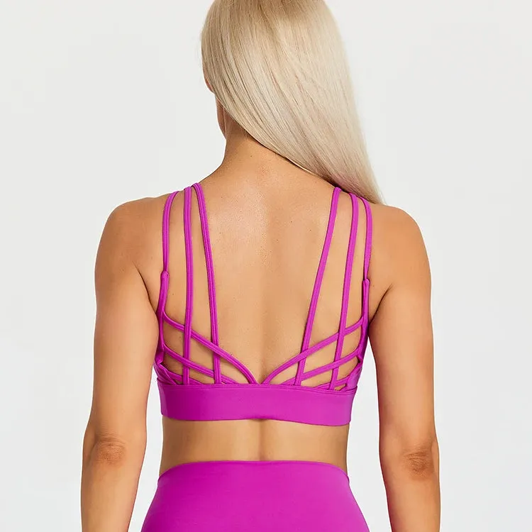 Strappy Wirefree Padded Sports Bra for Women - Medium Support