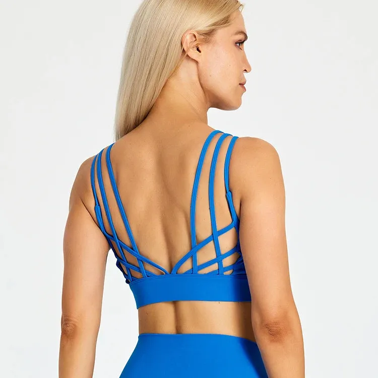 Strappy Wirefree Padded Sports Bra for Women - Medium Support