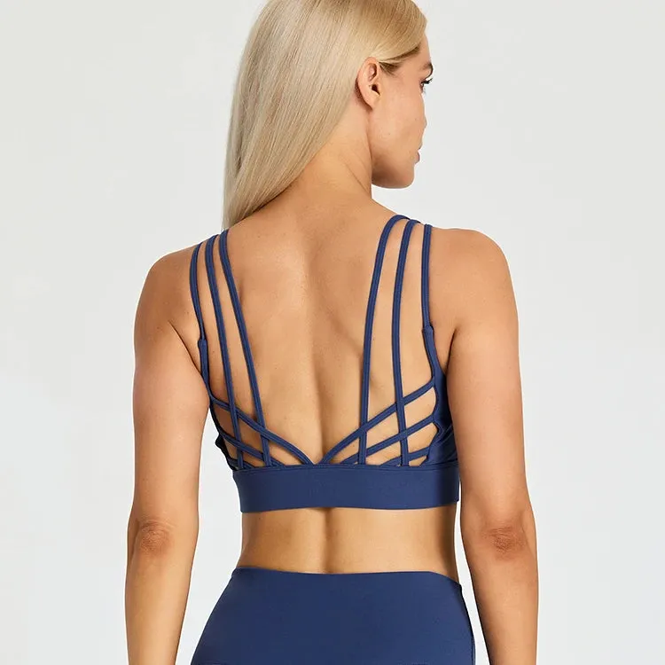 Strappy Wirefree Padded Sports Bra for Women - Medium Support