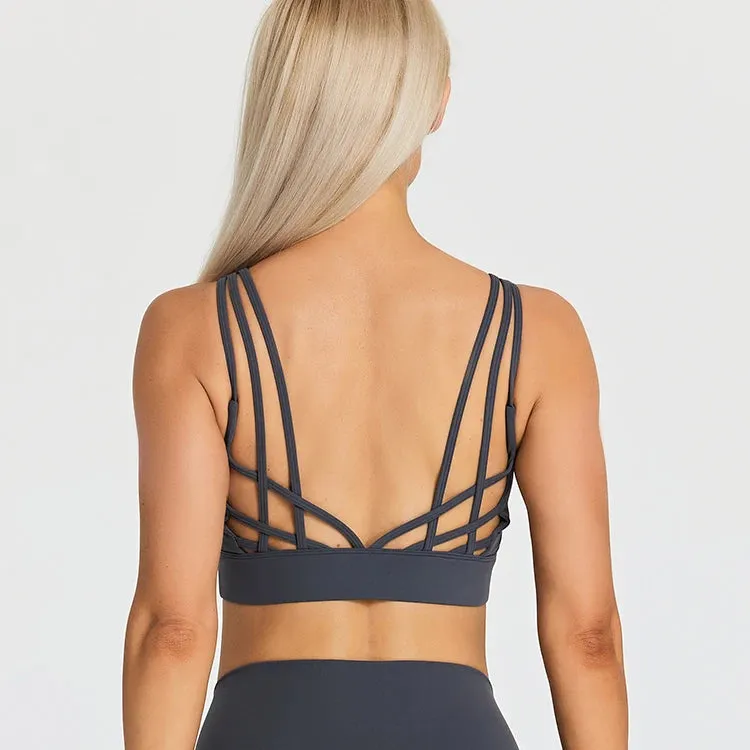 Strappy Wirefree Padded Sports Bra for Women - Medium Support