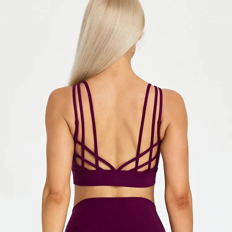 Strappy Wirefree Padded Sports Bra for Women - Medium Support