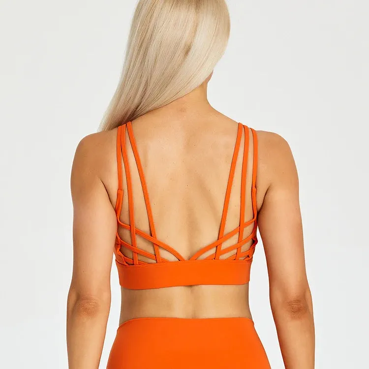 Strappy Wirefree Padded Sports Bra for Women - Medium Support