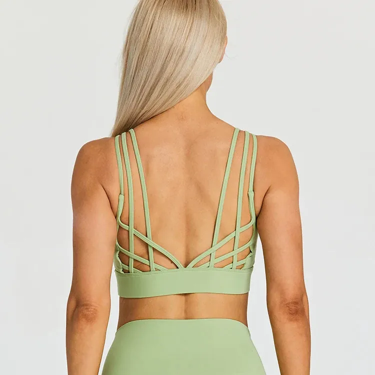 Strappy Wirefree Padded Sports Bra for Women - Medium Support