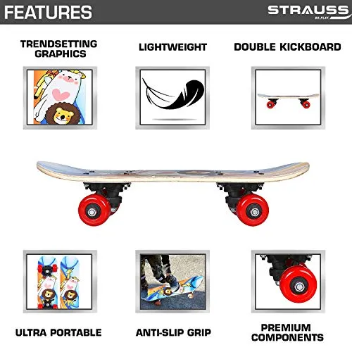 Strauss Lion Kids Skateboard, Age 3-5 Years