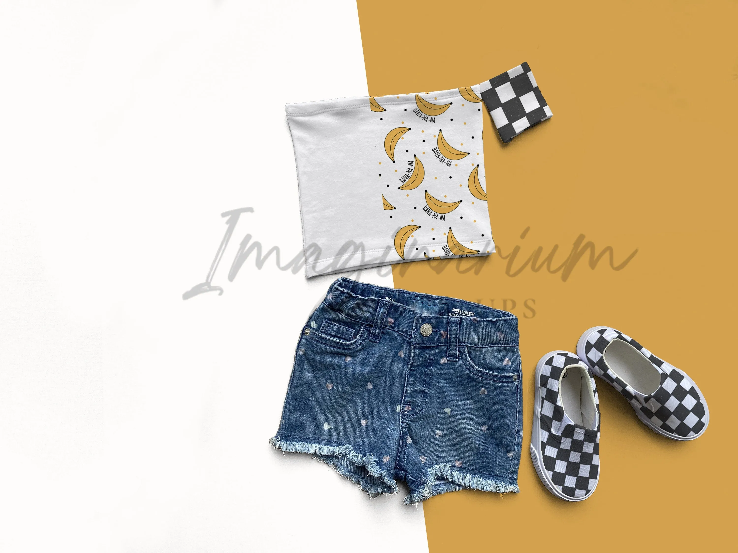 Styled Tube Top Outfit Mock Up, Realistic Mockup for Photoshop and Procreate