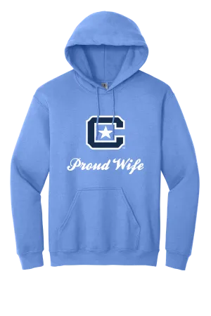 The Citadel Block C Star logo, Proud Wife,  Heavy Blend™ Hooded Sweatshirt