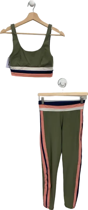 The Upside Khaki Striped 2-piece Activewear Set UK S