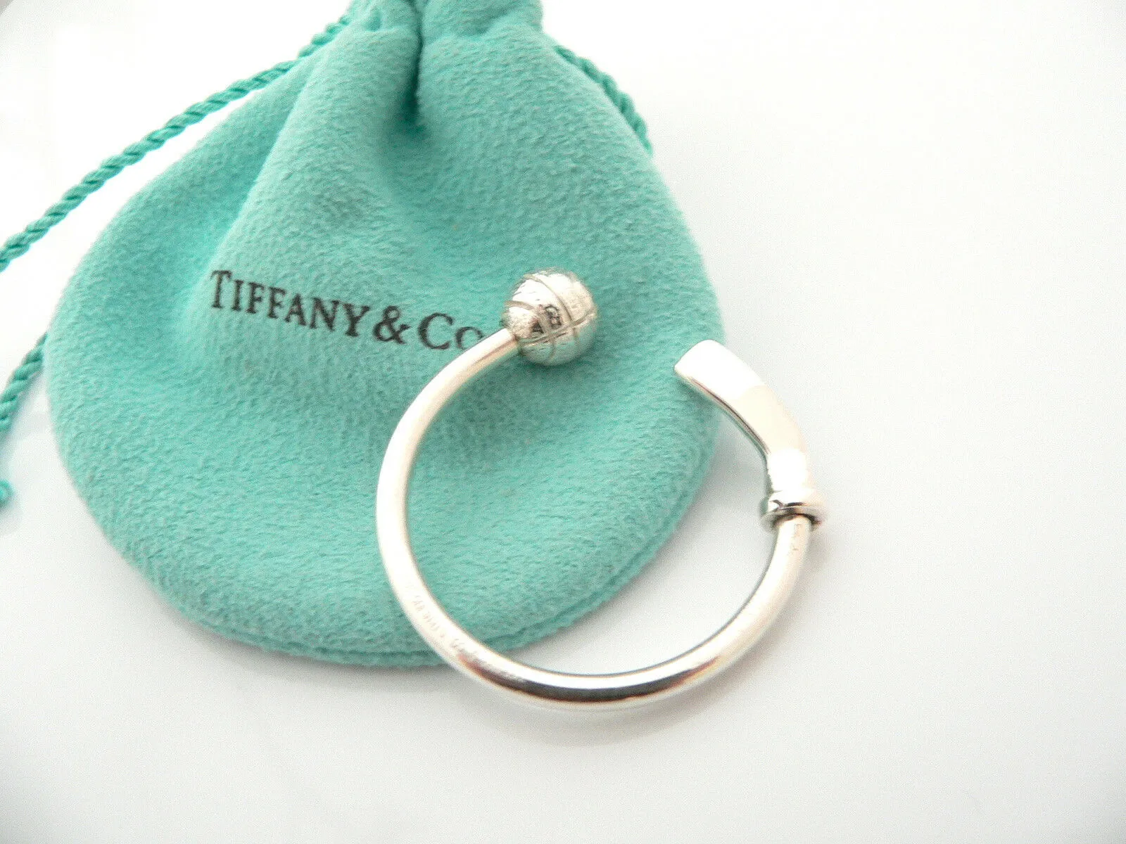 Tiffany & Co Silver Basketball Ball Key Ring Keychain Sports Lover Gift Pouch