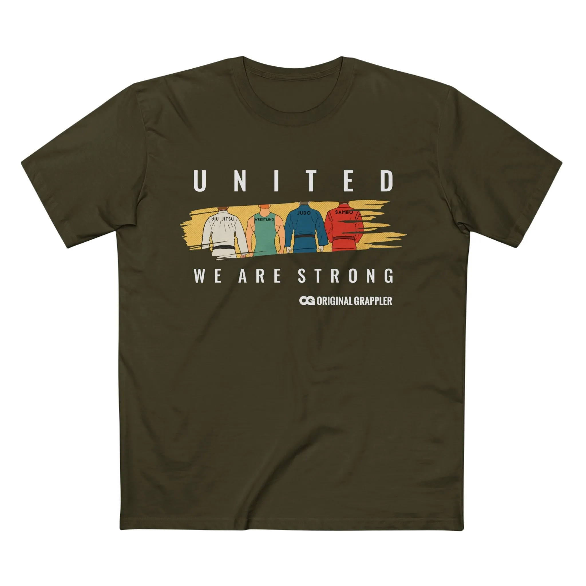United We Are Strong Adult Staple Tee - Red Graphic T-Shirt for Team Spirit