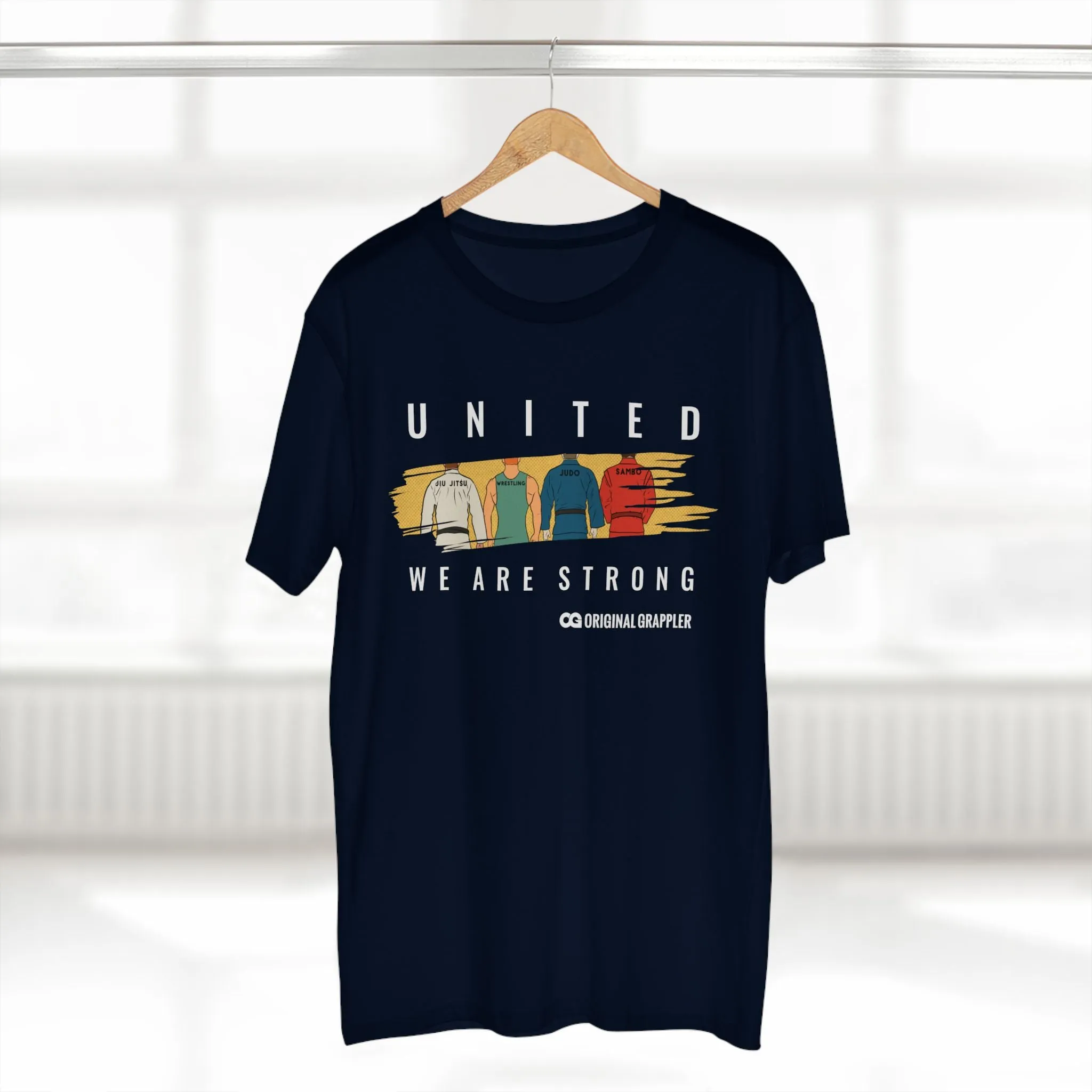 United We Are Strong Adult Staple Tee - Red Graphic T-Shirt for Team Spirit