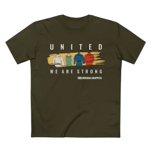 United We Are Strong Adult Staple Tee - Red Graphic T-Shirt for Team Spirit