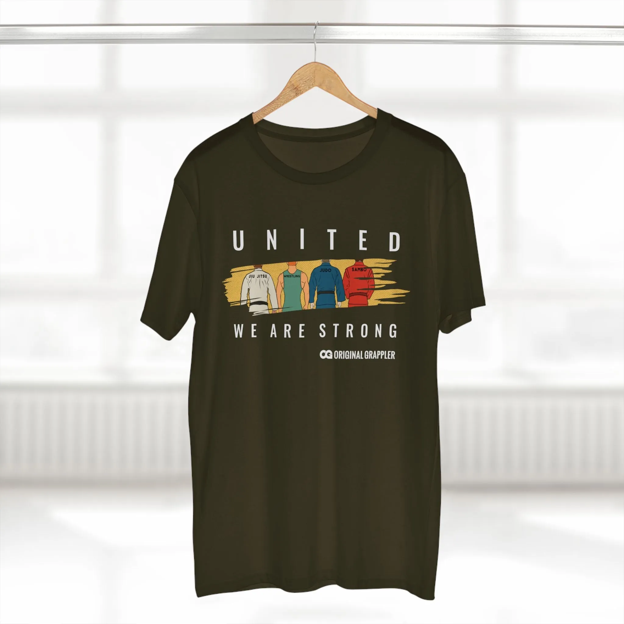 United We Are Strong Adult Staple Tee - Red Graphic T-Shirt for Team Spirit