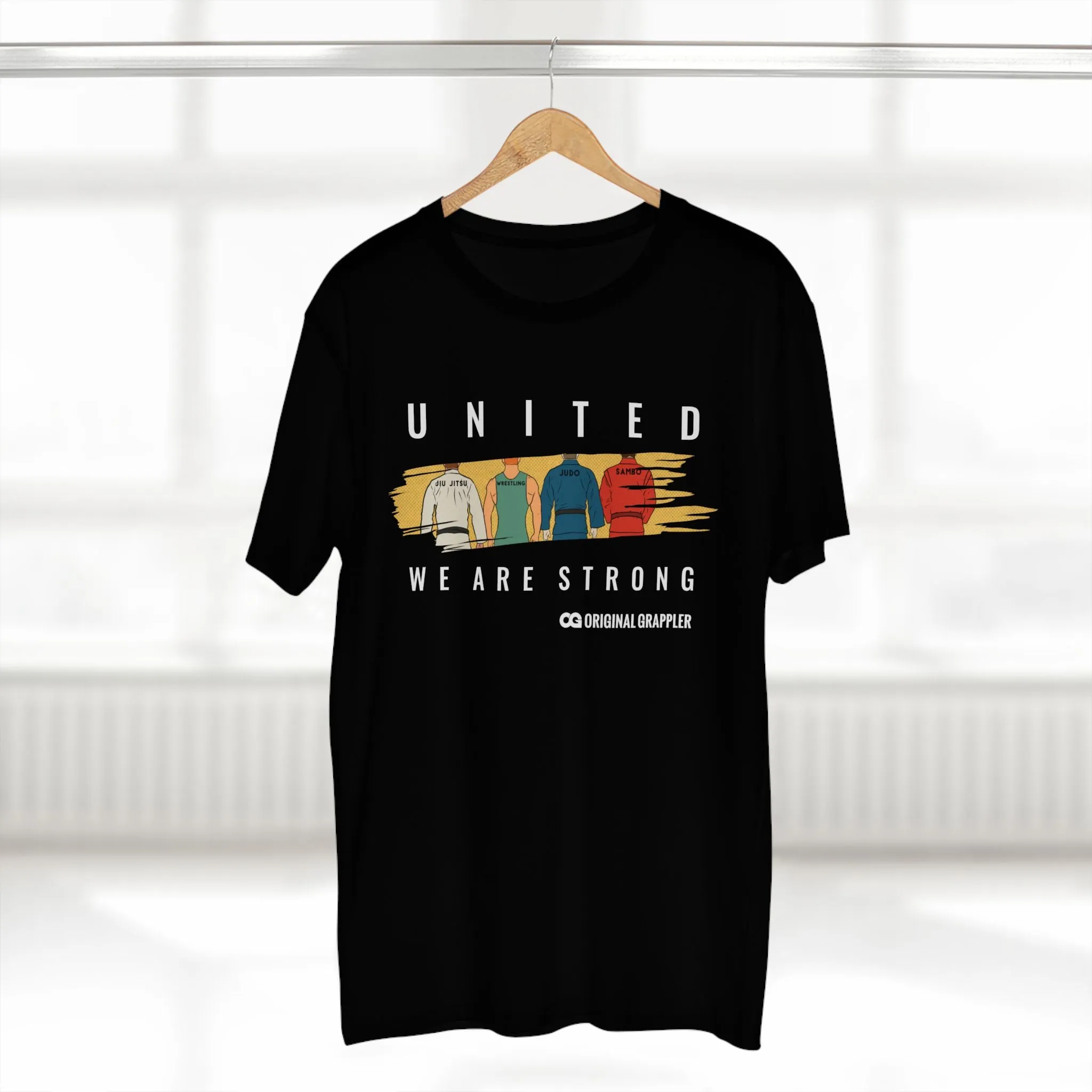 United We Are Strong Adult Staple Tee - Red Graphic T-Shirt for Team Spirit