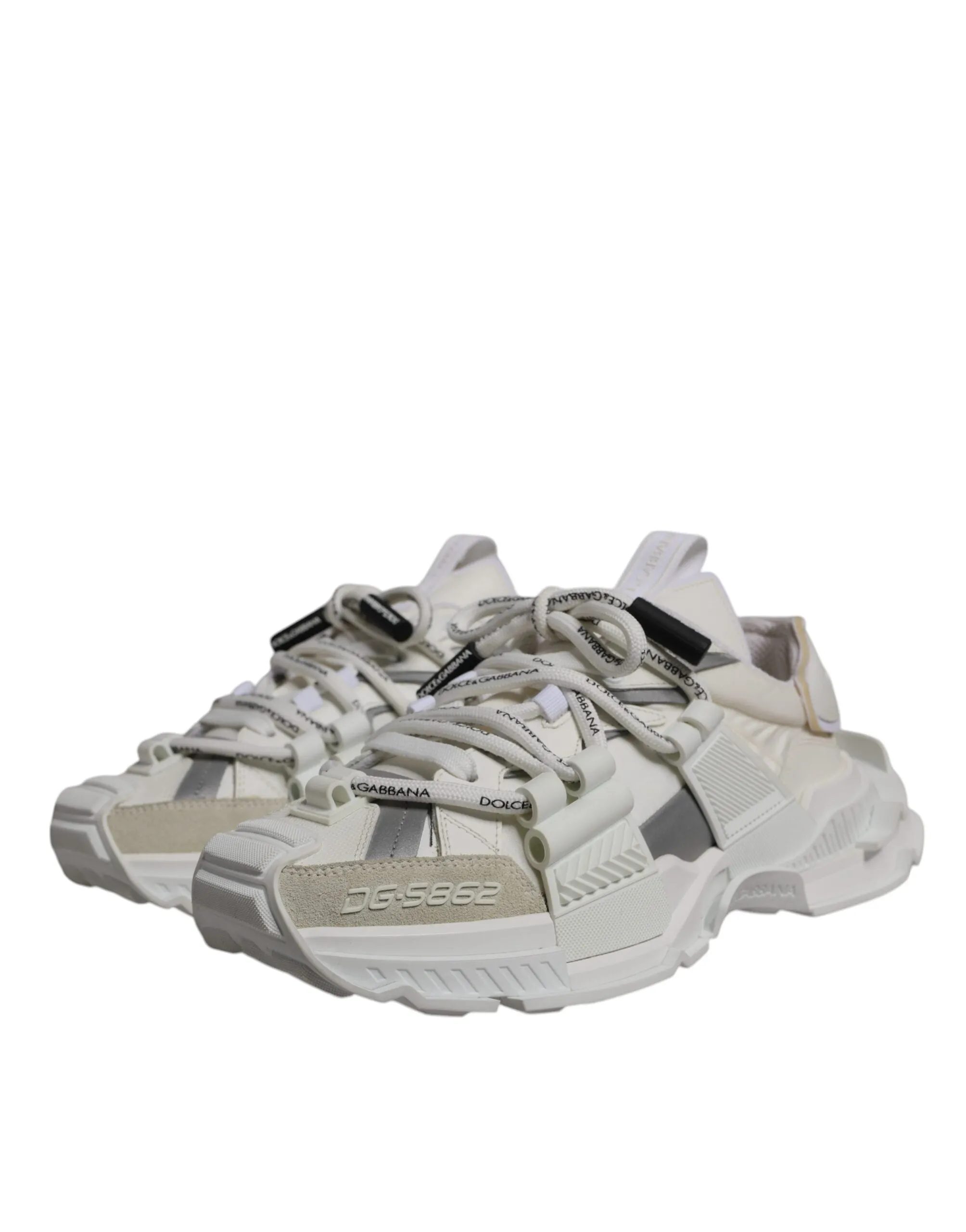 White Nylon Low Top Space Sneakers Shoes